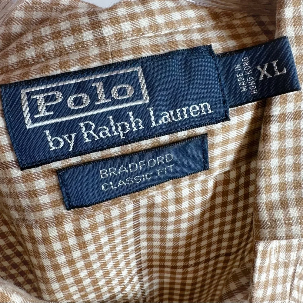 NWT Polo by Ralph Lauren Size XL Brown Plaid Button Shirt Leather Elbow Patches